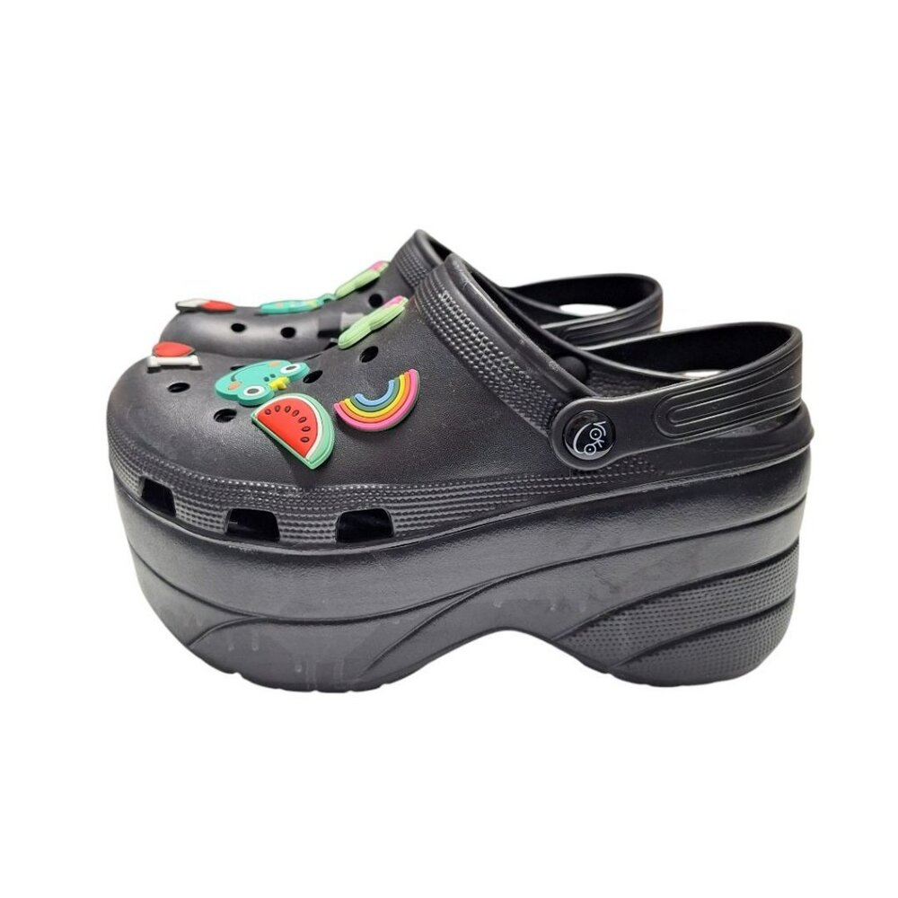 Voko Platform Rubber Clog Charms Embelished Black Basic Womens Size 38 Strap - Picture 2 of 11